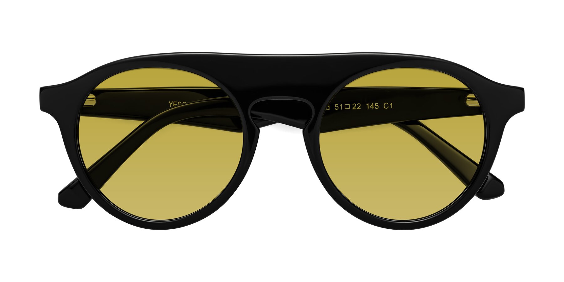 Folded Front of Band in Black with Champagne Tinted Lenses