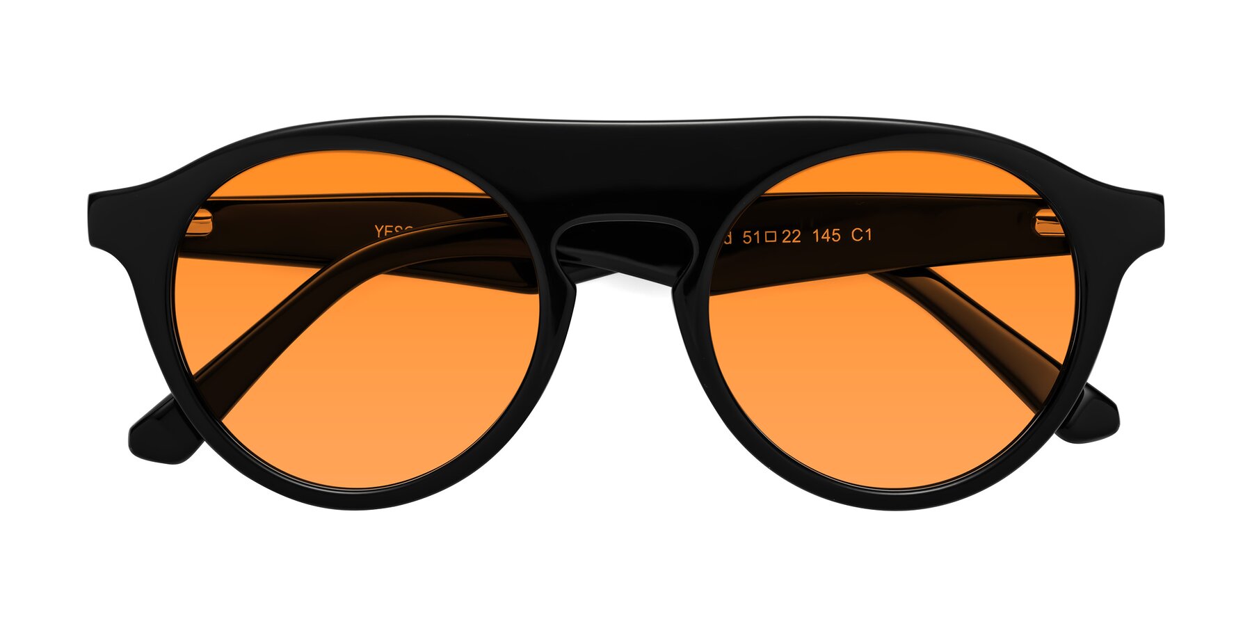 Folded Front of Band in Black with Orange Tinted Lenses