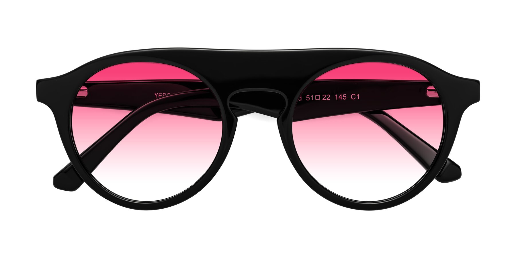 Folded Front of Band in Black with Pink Gradient Lenses