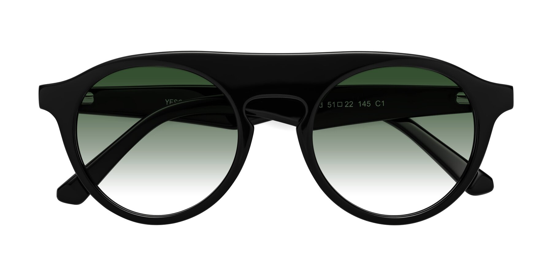 Folded Front of Band in Black with Green Gradient Lenses