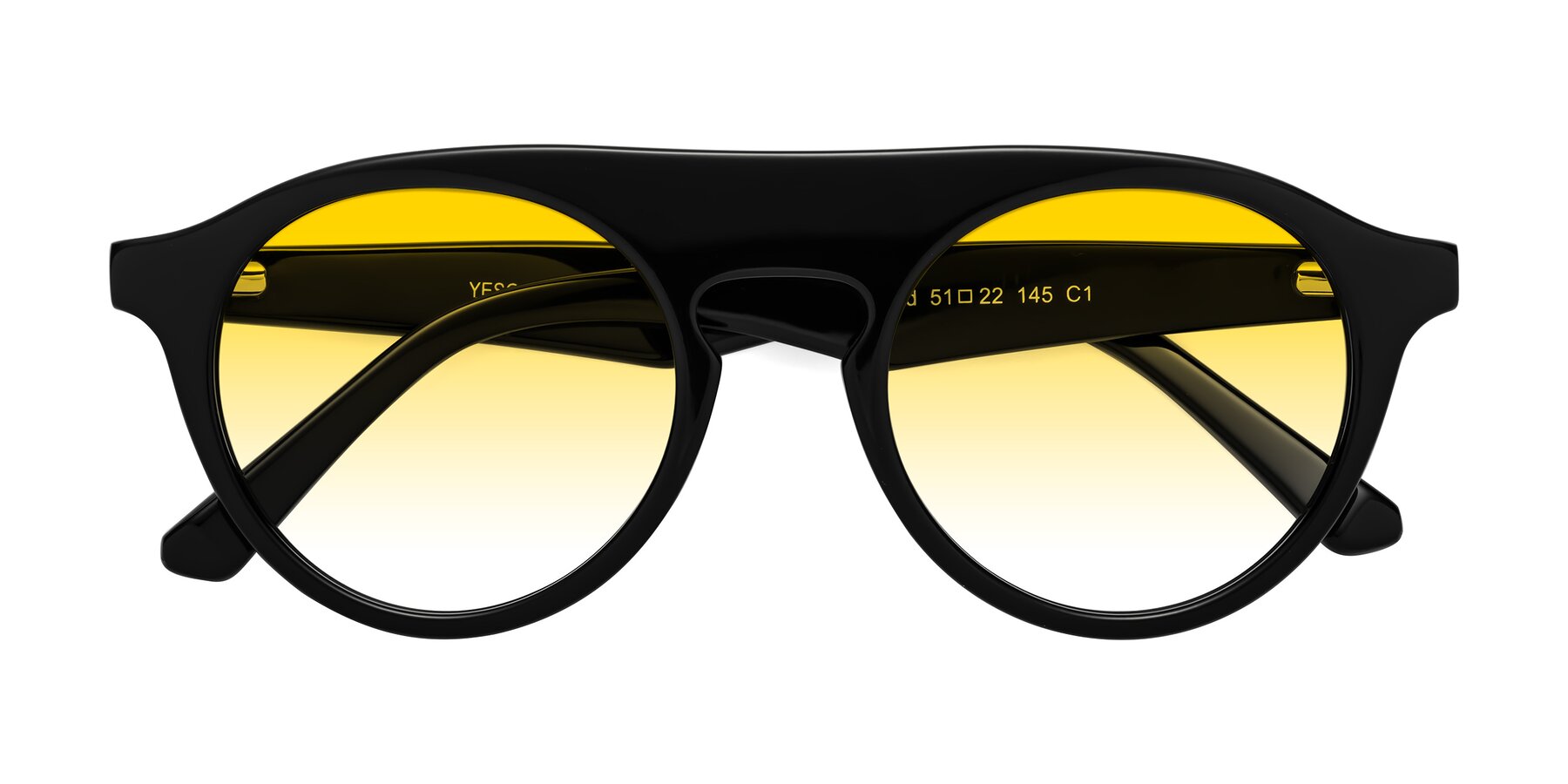 Folded Front of Band in Black with Yellow Gradient Lenses