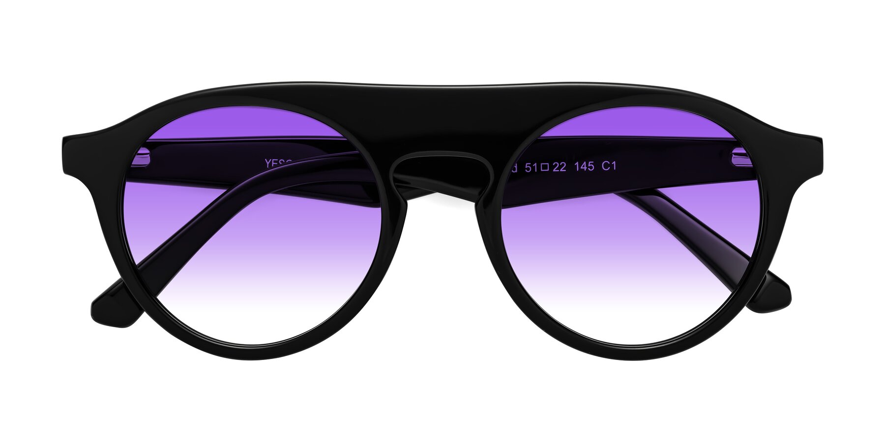 Folded Front of Band in Black with Purple Gradient Lenses