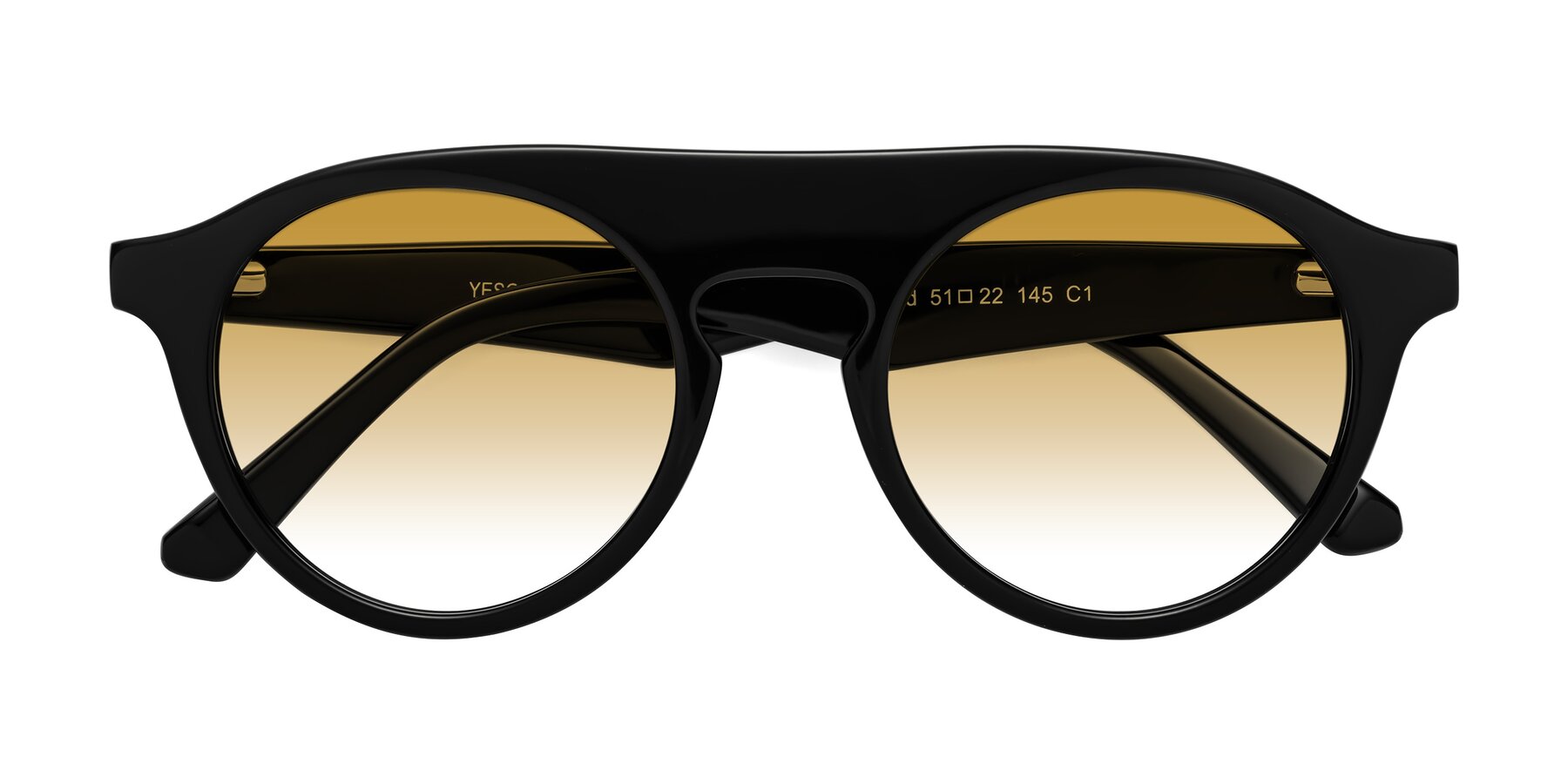 Folded Front of Band in Black with Champagne Gradient Lenses