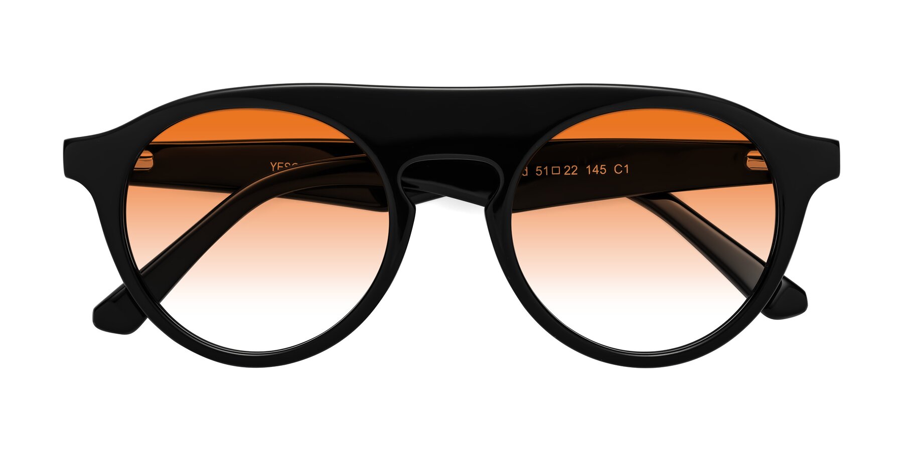 Folded Front of Band in Black with Orange Gradient Lenses