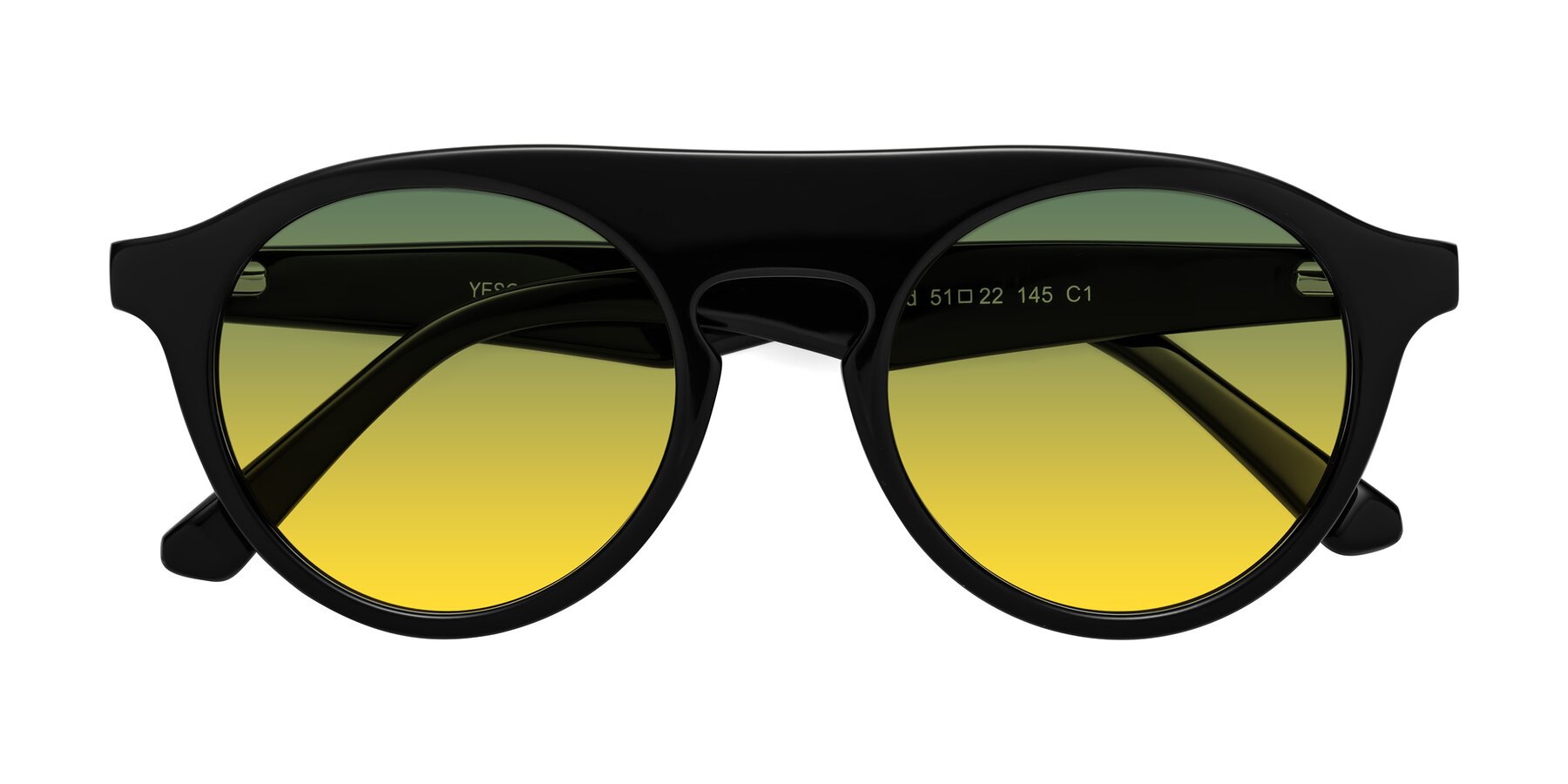 Folded Front of Band in Black with Green / Yellow Gradient Lenses