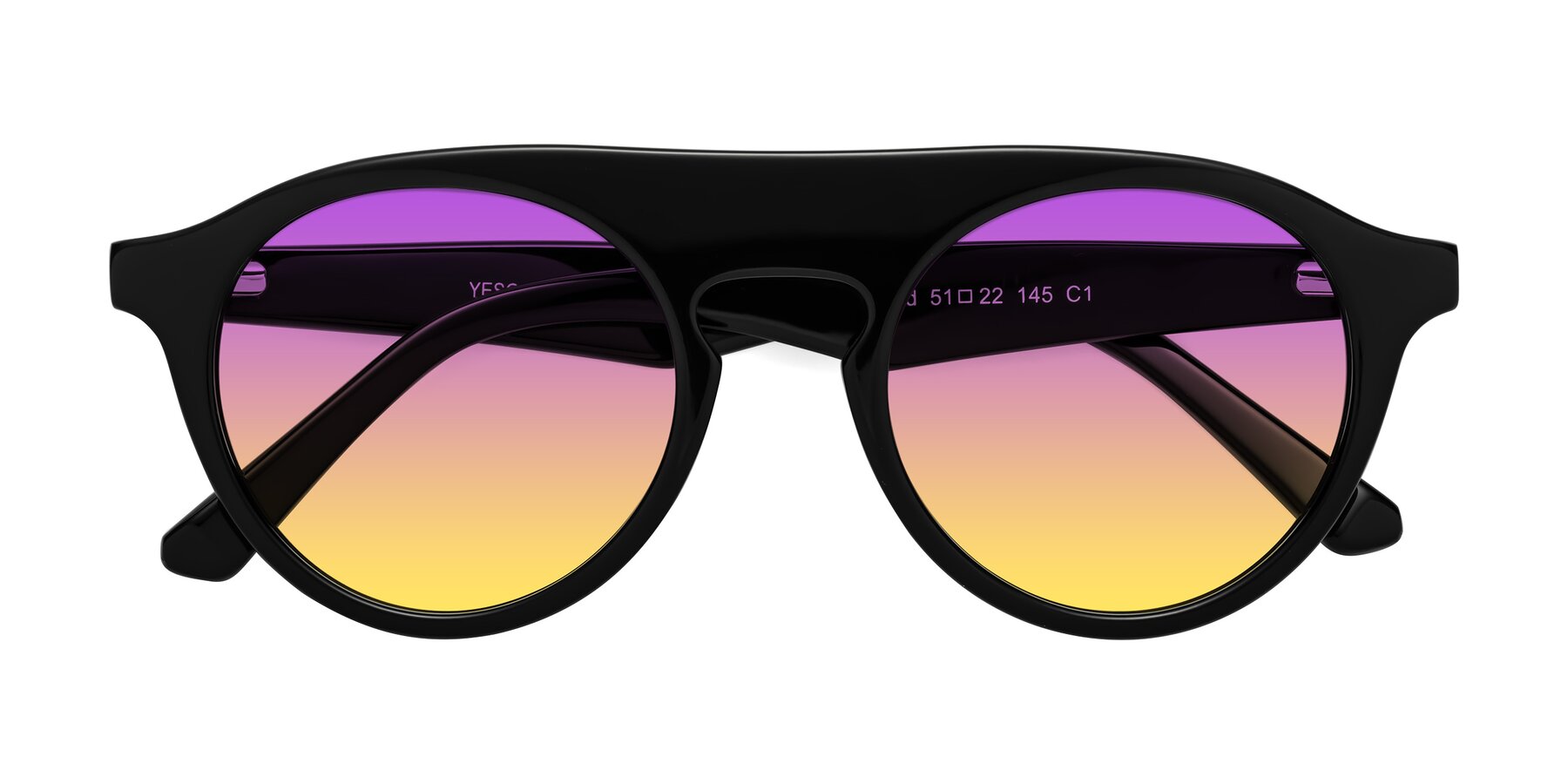 Folded Front of Band in Black with Purple / Yellow Gradient Lenses