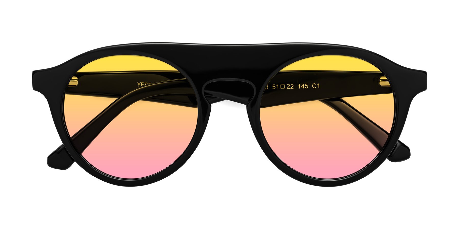 Folded Front of Band in Black with Yellow / Pink Gradient Lenses