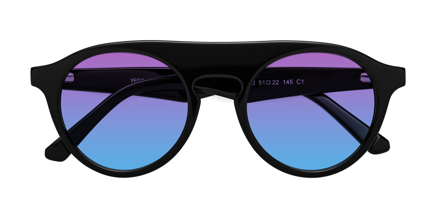 Folded Front of Band in Black with Purple / Blue Gradient Lenses