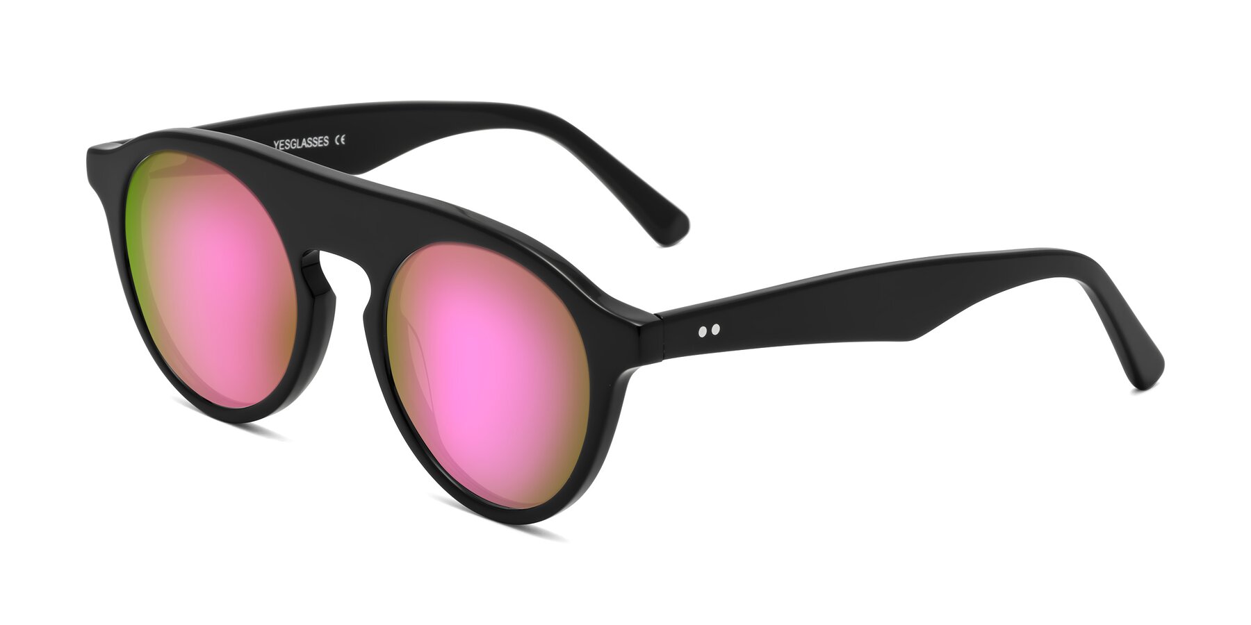 Angle of Band in Black with Pink Mirrored Lenses