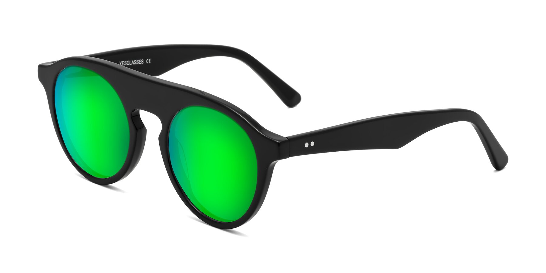 Angle of Band in Black with Green Mirrored Lenses