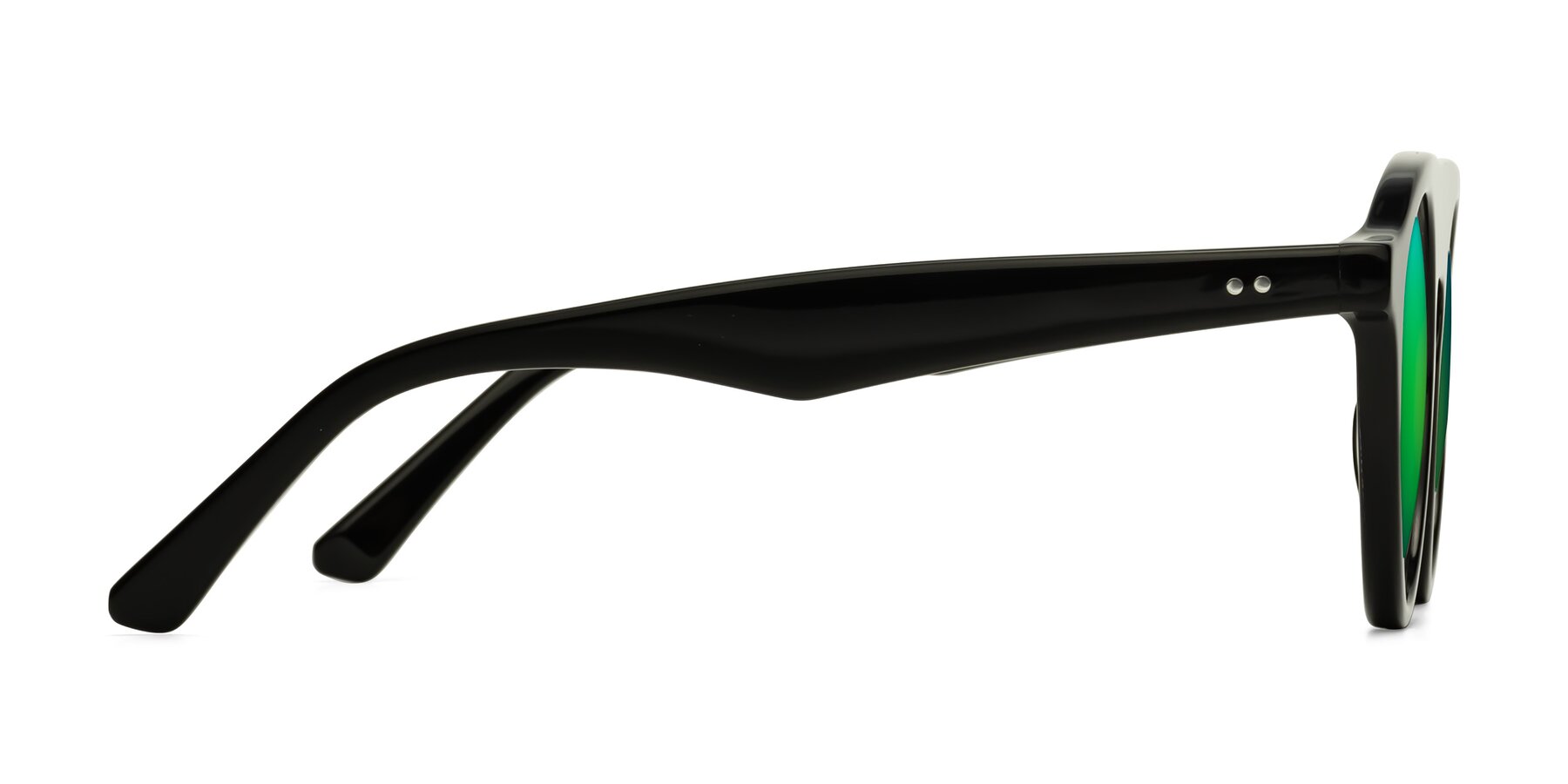 Side of Band in Black with Green Mirrored Lenses