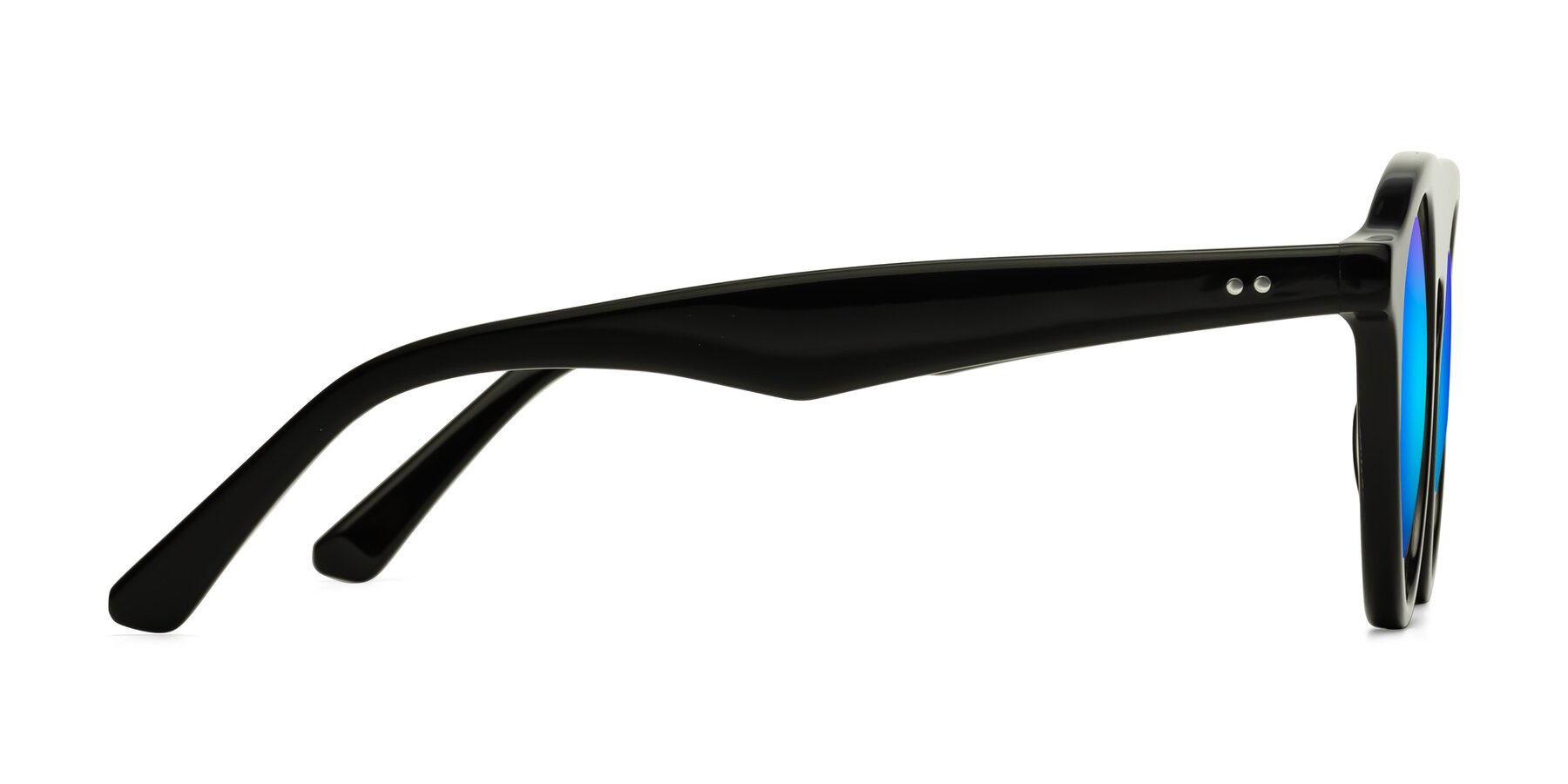 Side of Band in Black with Blue Mirrored Lenses