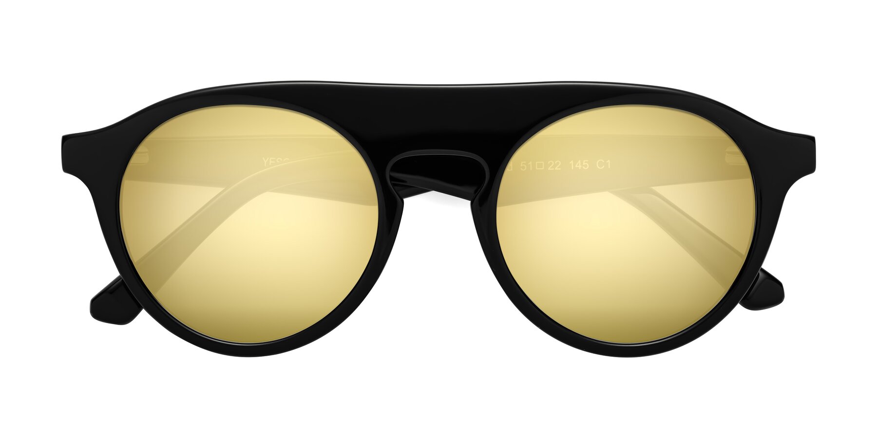 Folded Front of Band in Black with Gold Mirrored Lenses