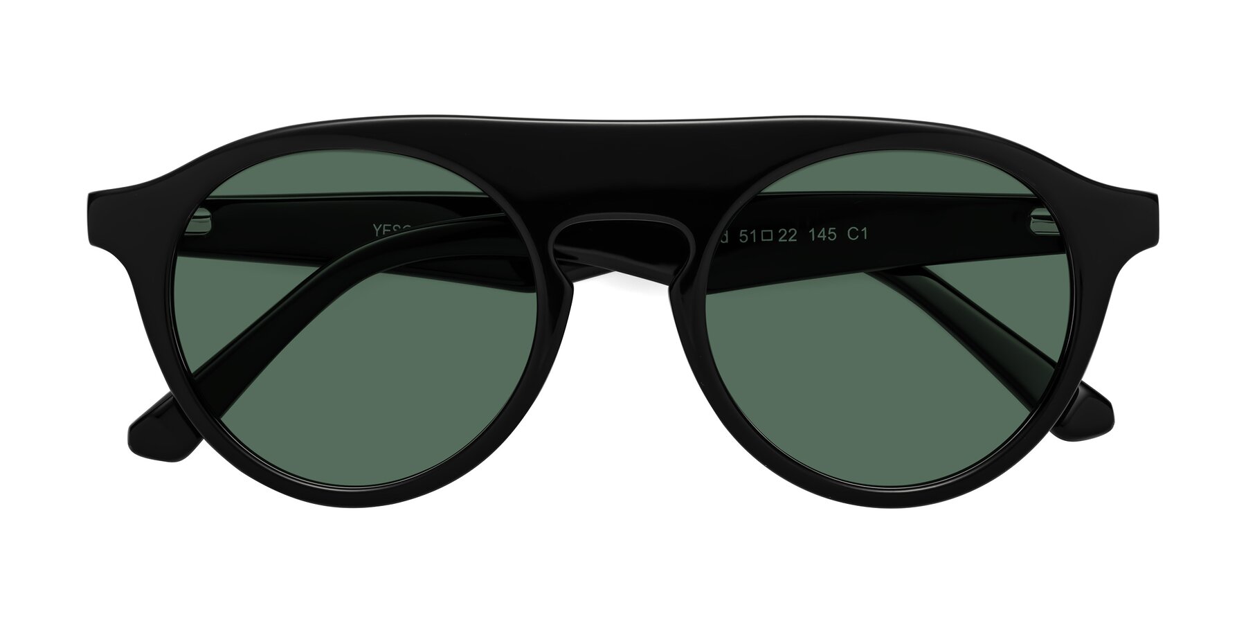 Folded Front of Band in Black with Green Polarized Lenses