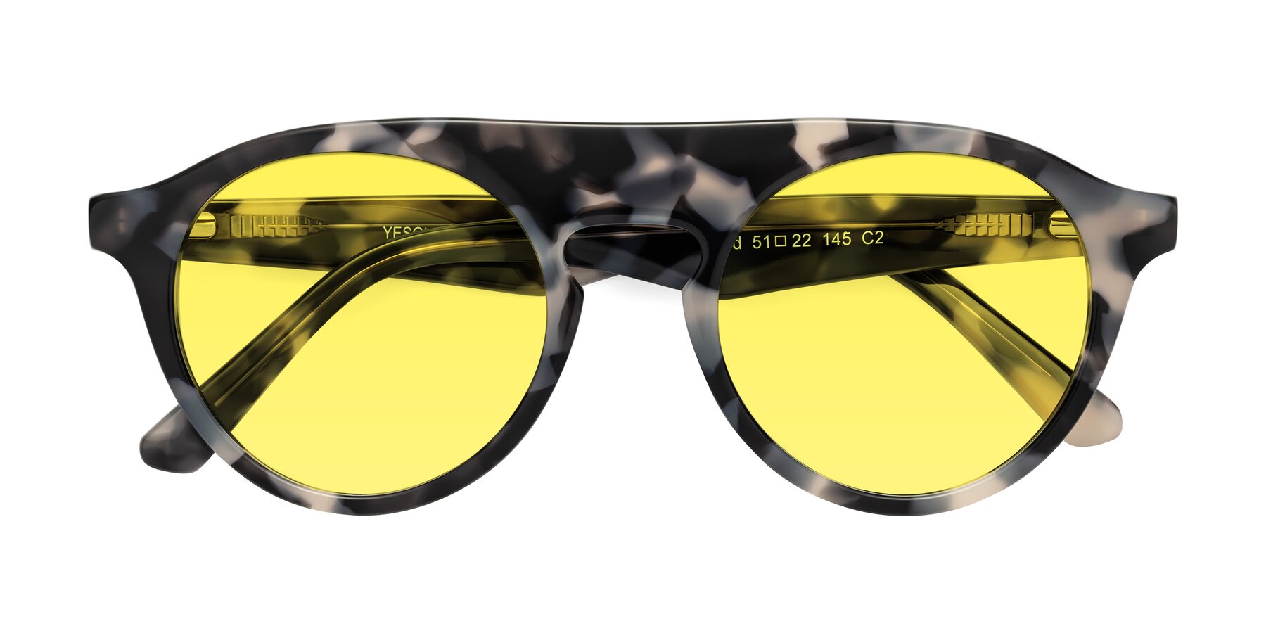 Folded Front of Band in Ivory Tortoise with Medium Yellow Tinted Lenses