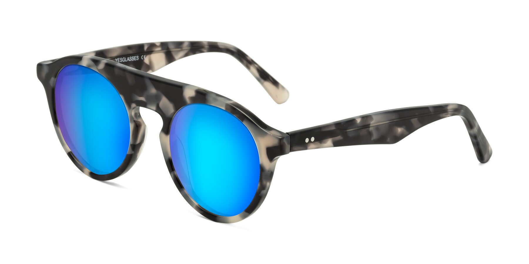 Angle of Band in Ivory Tortoise with Blue Mirrored Lenses