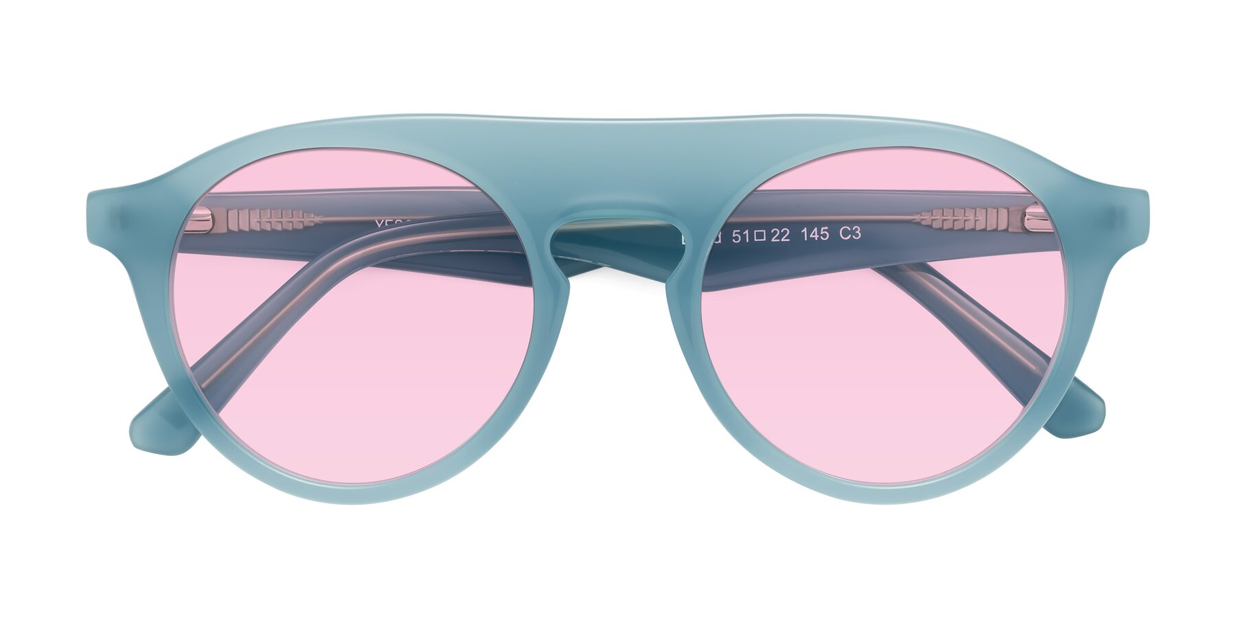 Folded Front of Band in Haze Blue with Light Pink Tinted Lenses