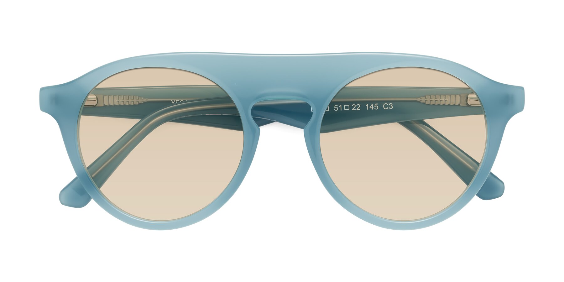 Folded Front of Band in Haze Blue with Light Brown Tinted Lenses