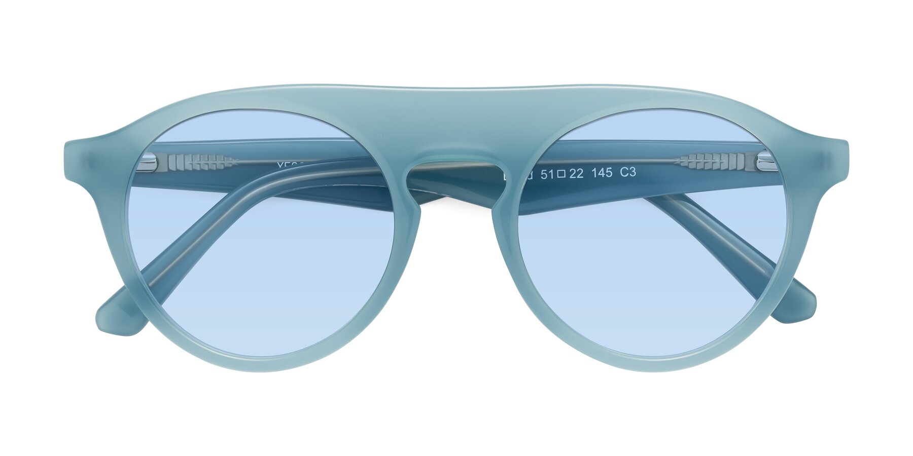 Folded Front of Band in Haze Blue with Light Blue Tinted Lenses