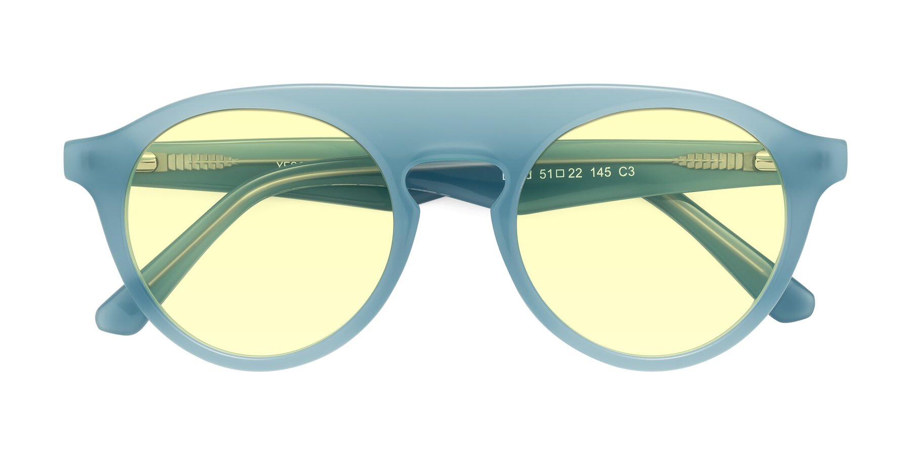 Folded Front of Band in Haze Blue with Light Yellow Tinted Lenses