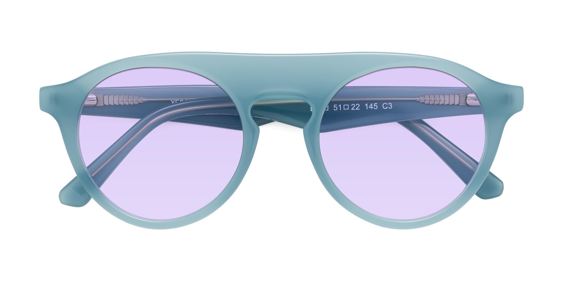 Folded Front of Band in Haze Blue with Light Purple Tinted Lenses