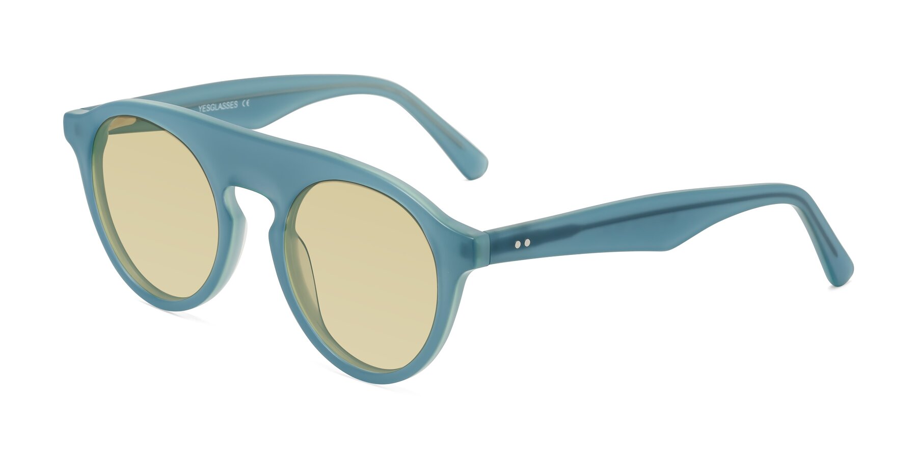 Angle of Band in Haze Blue with Light Champagne Tinted Lenses