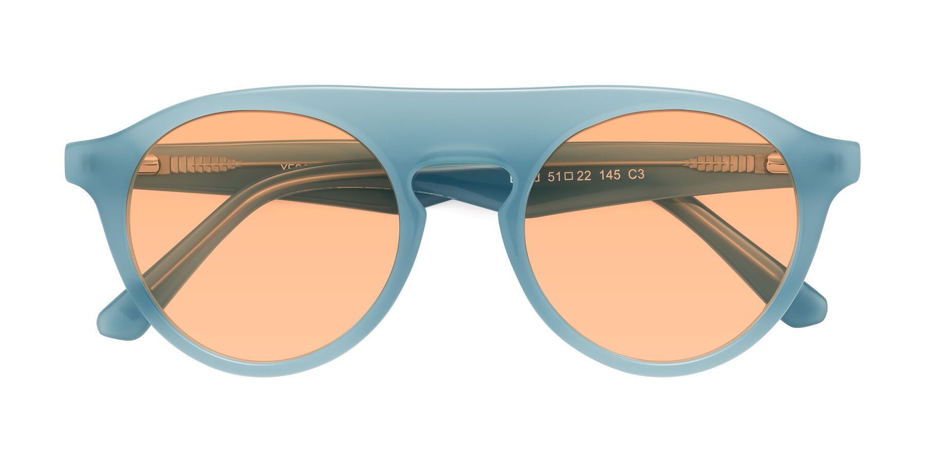 Folded Front of Band in Haze Blue with Light Orange Tinted Lenses