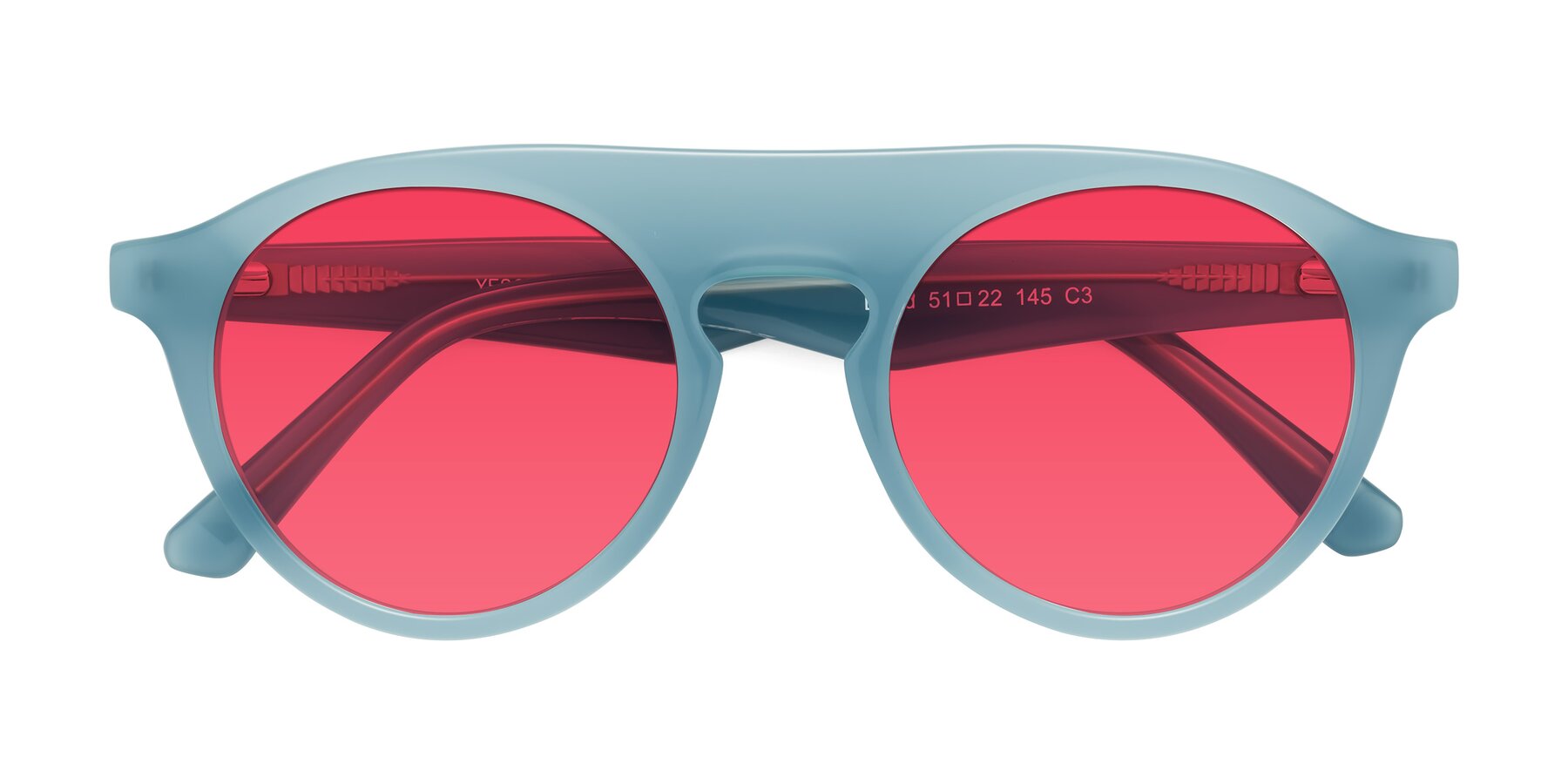 Folded Front of Band in Haze Blue with Red Tinted Lenses