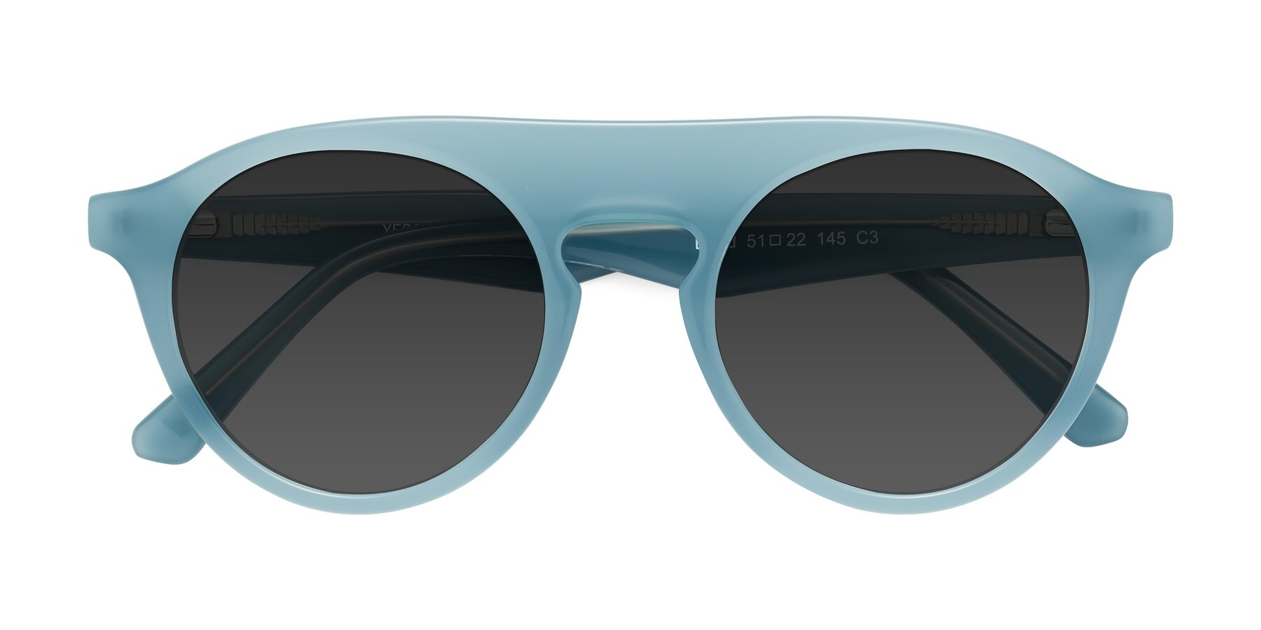 Folded Front of Band in Haze Blue with Gray Tinted Lenses