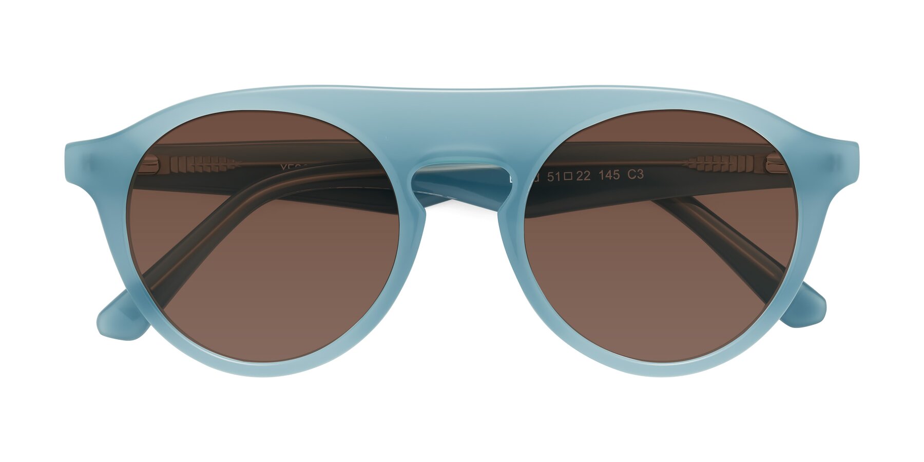Folded Front of Band in Haze Blue with Brown Tinted Lenses