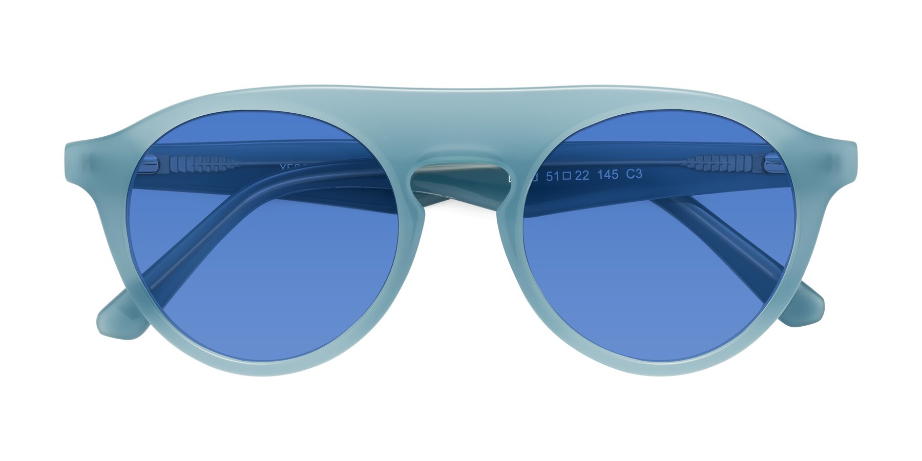 Folded Front of Band in Haze Blue with Blue Tinted Lenses