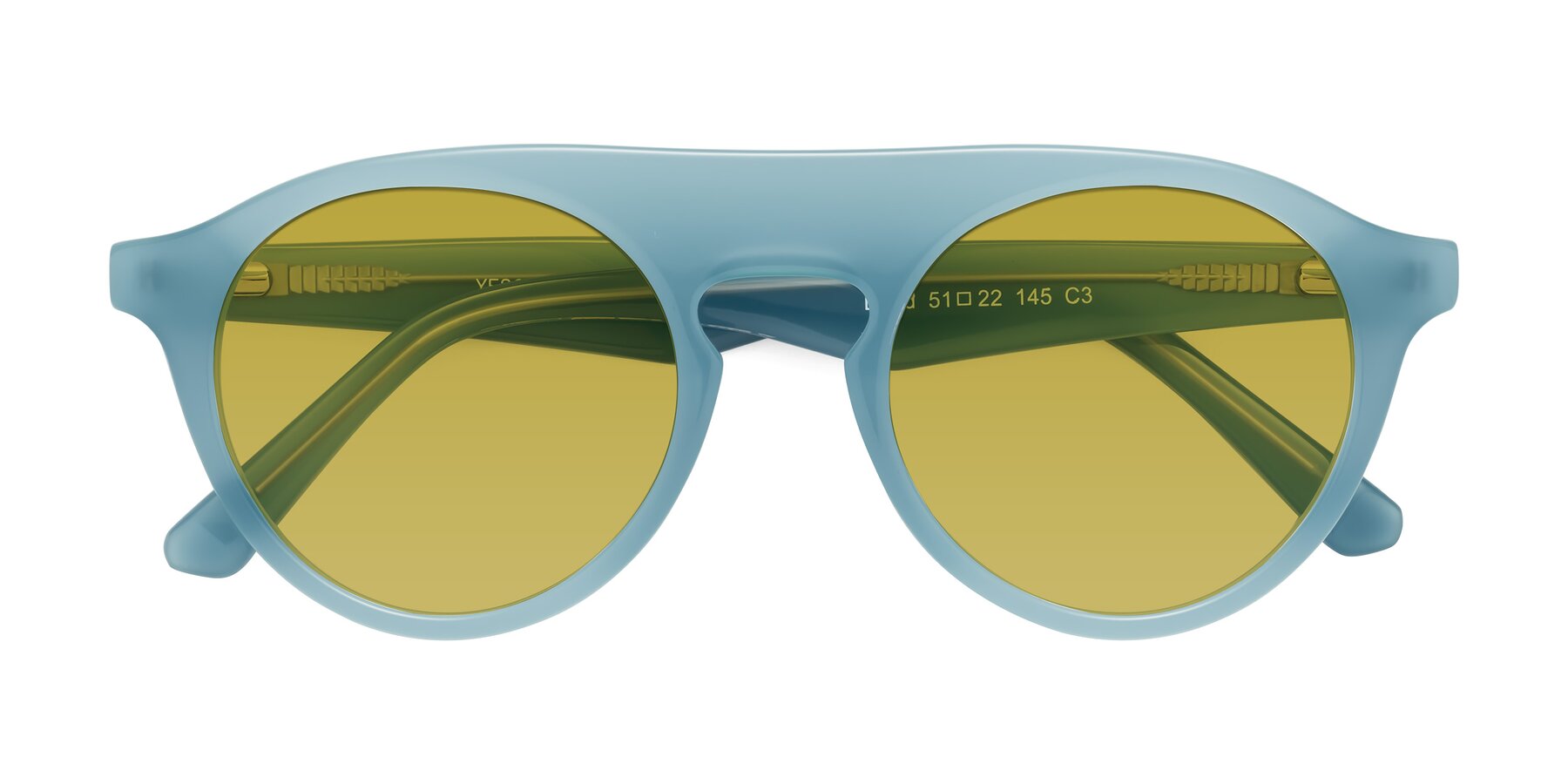Folded Front of Band in Haze Blue with Champagne Tinted Lenses