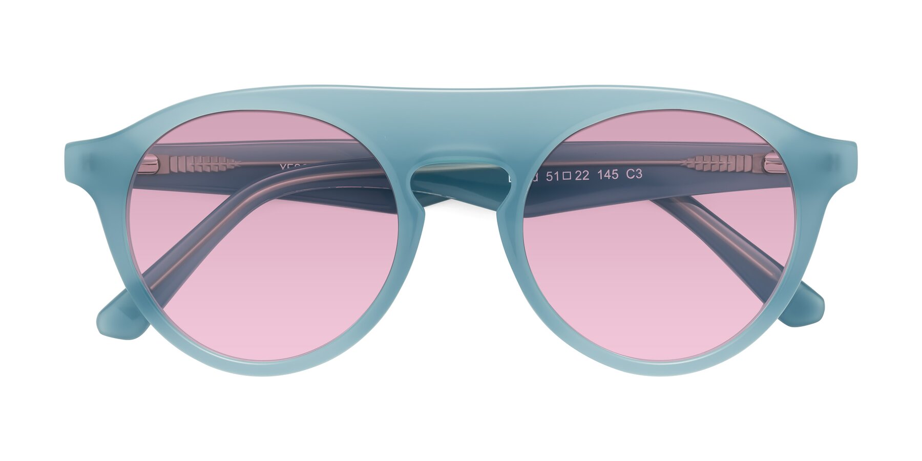 Folded Front of Band in Haze Blue with Light Wine Tinted Lenses