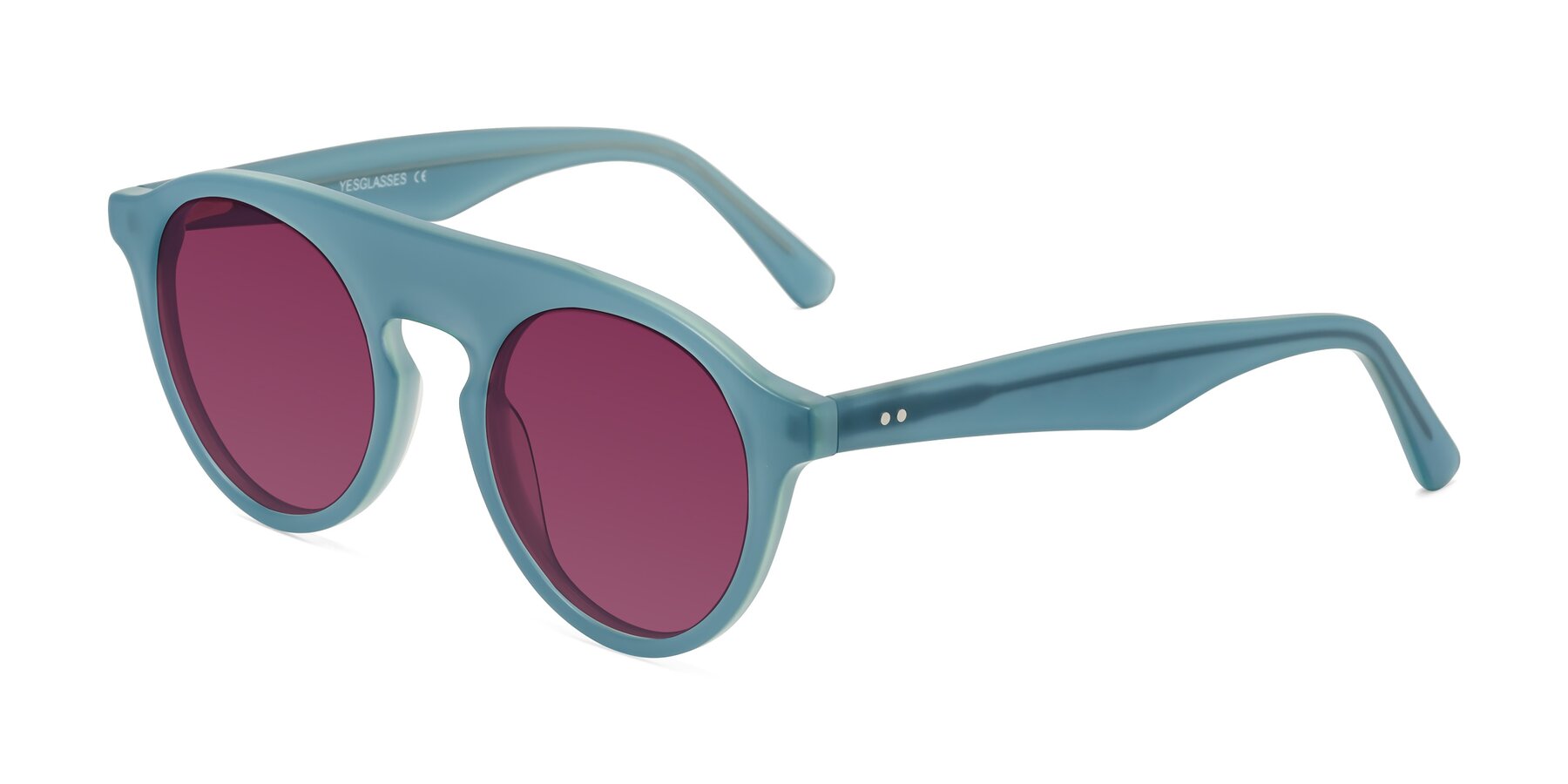 Angle of Band in Haze Blue with Wine Tinted Lenses