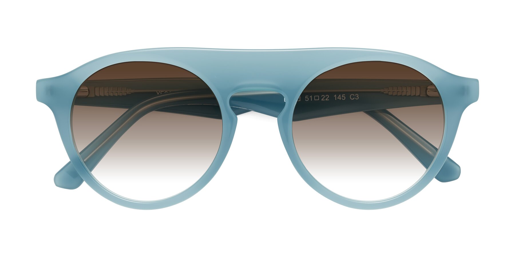 Folded Front of Band in Haze Blue with Brown Gradient Lenses