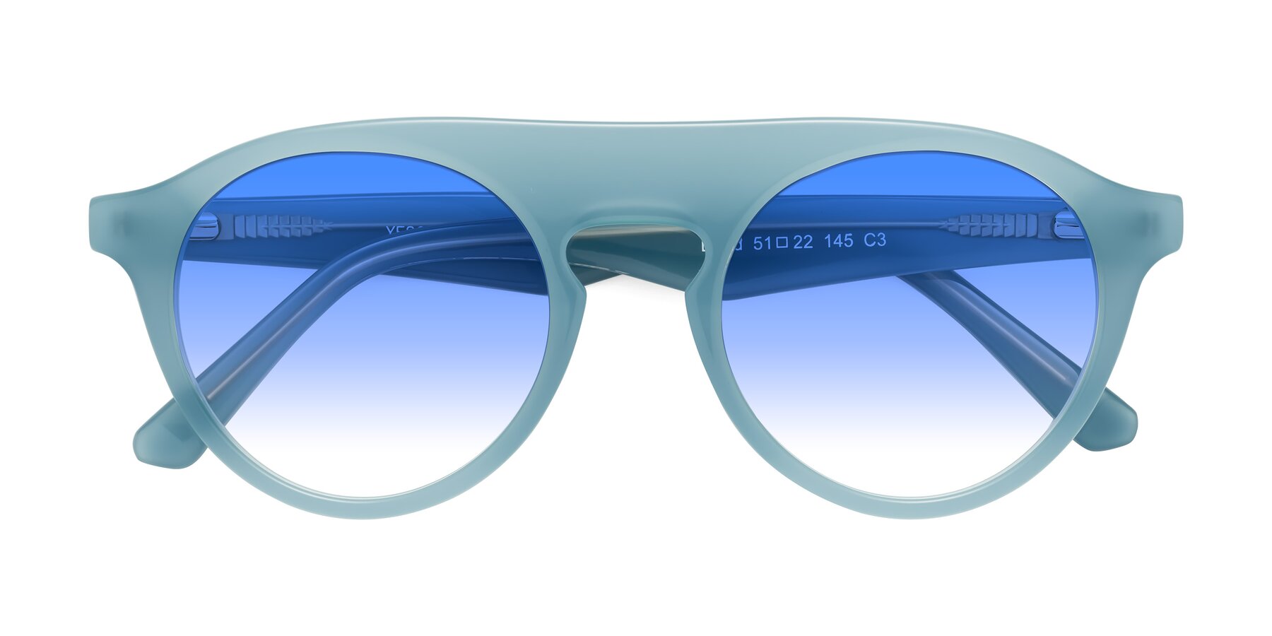 Folded Front of Band in Haze Blue with Blue Gradient Lenses
