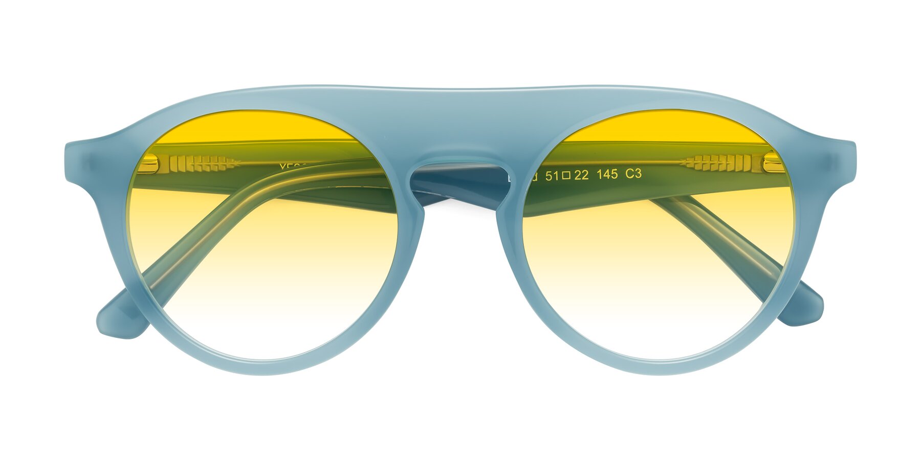 Folded Front of Band in Haze Blue with Yellow Gradient Lenses