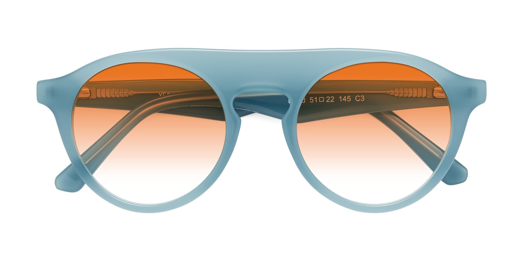 Folded Front of Band in Haze Blue with Orange Gradient Lenses