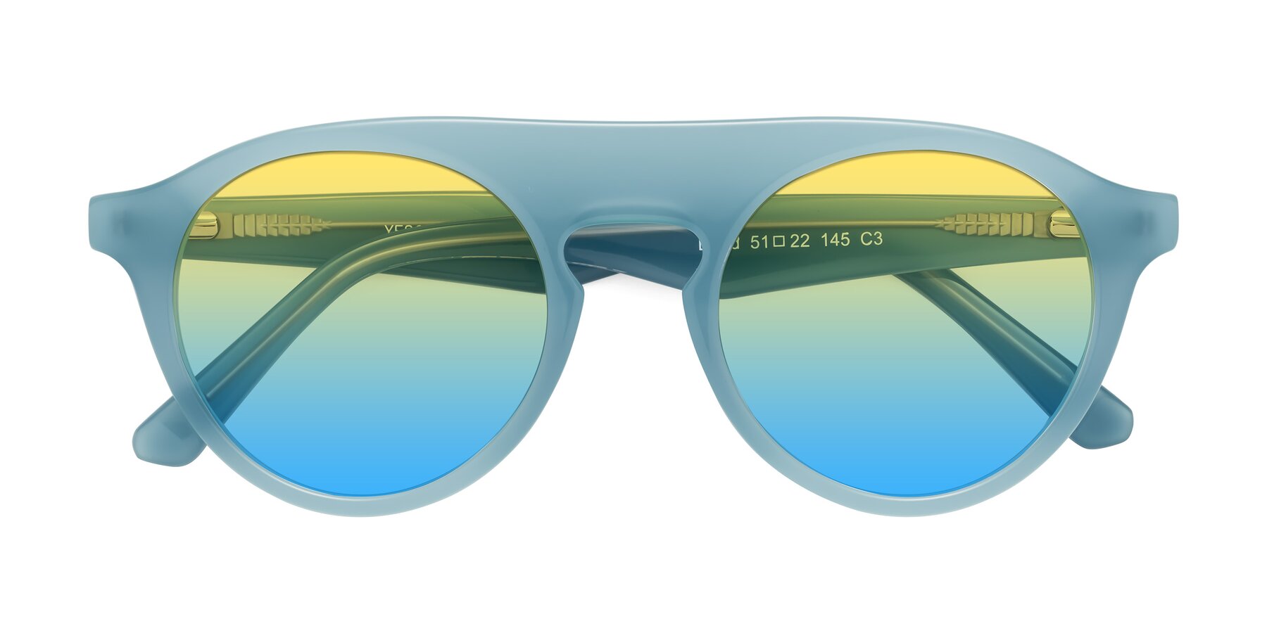 Folded Front of Band in Haze Blue with Yellow / Blue Gradient Lenses