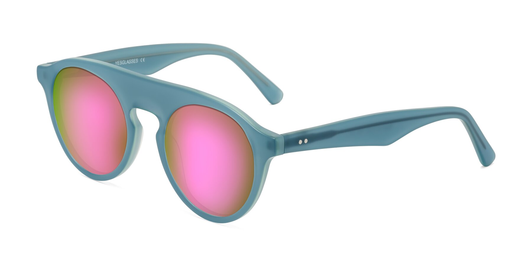 Angle of Band in Haze Blue with Pink Mirrored Lenses