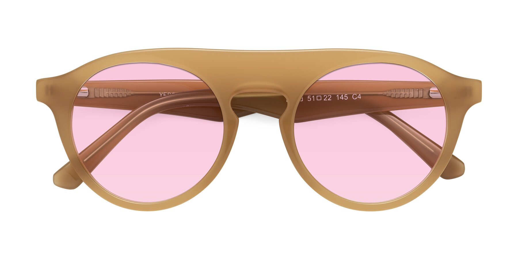 Folded Front of Band in Caramel with Light Pink Tinted Lenses