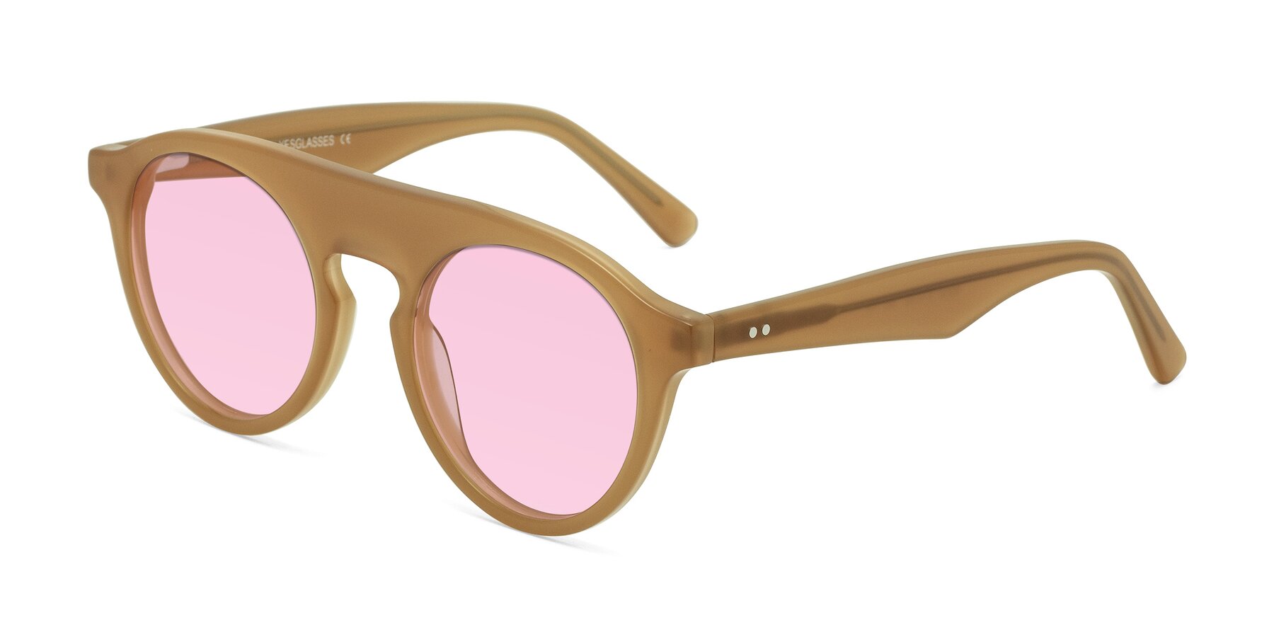 Angle of Band in Caramel with Light Pink Tinted Lenses