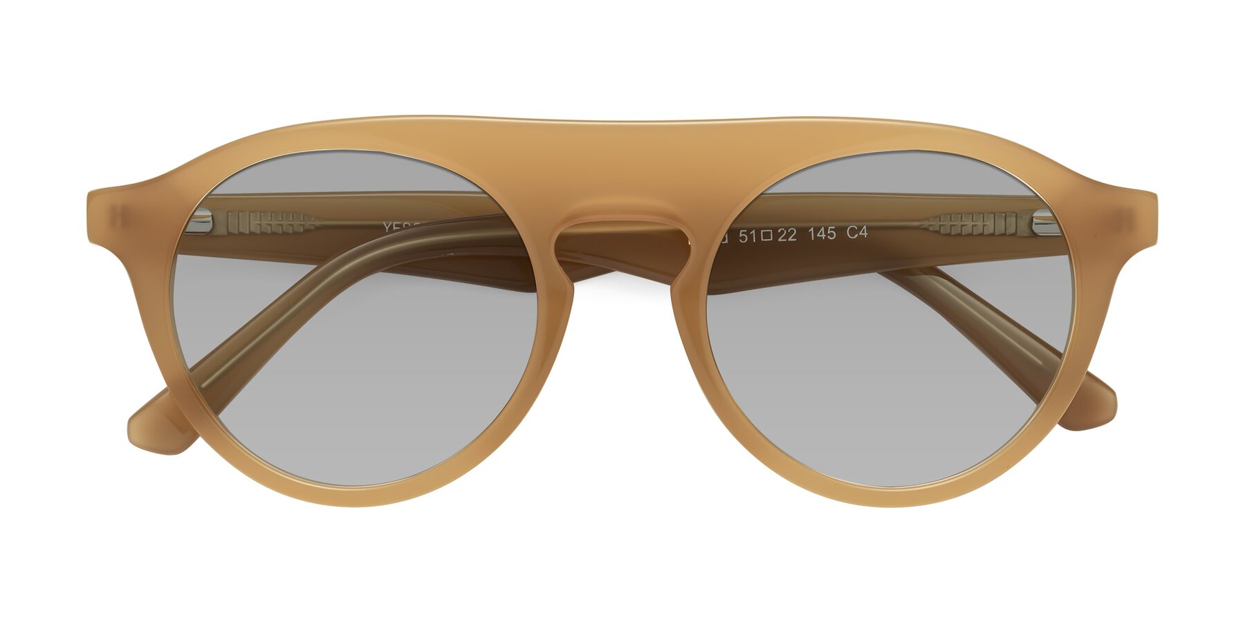 Folded Front of Band in Caramel with Light Gray Tinted Lenses