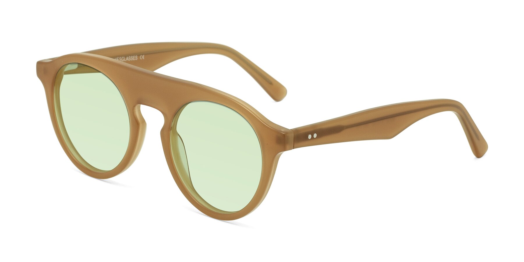 Angle of Band in Caramel with Light Green Tinted Lenses