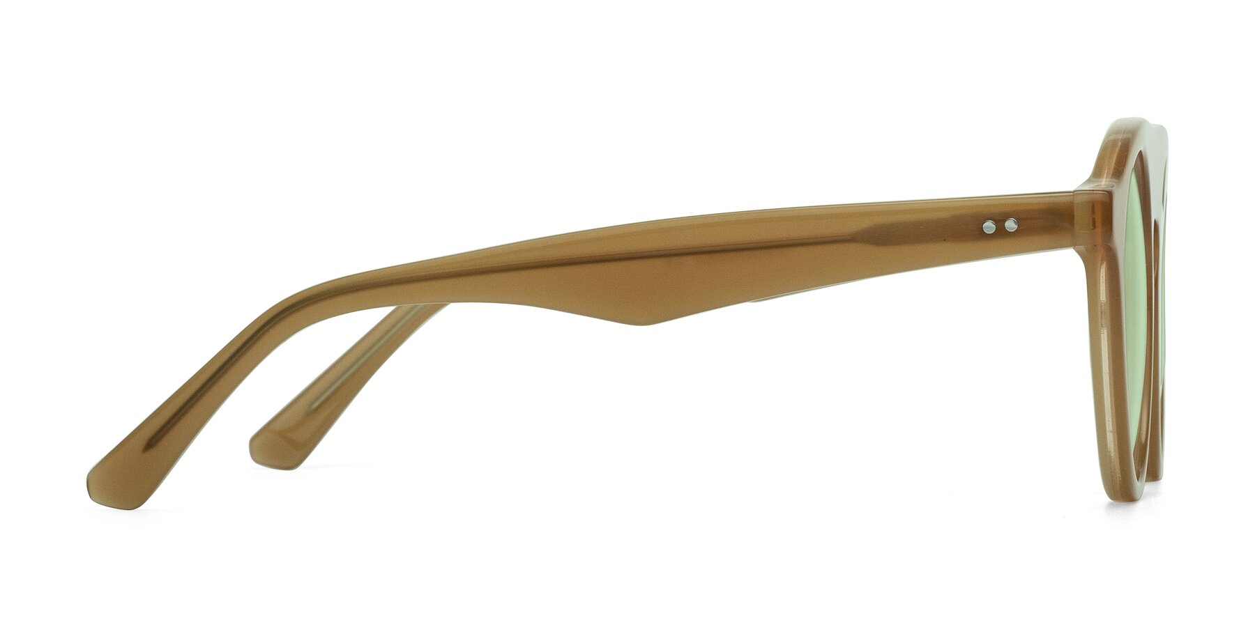 Side of Band in Caramel with Light Green Tinted Lenses