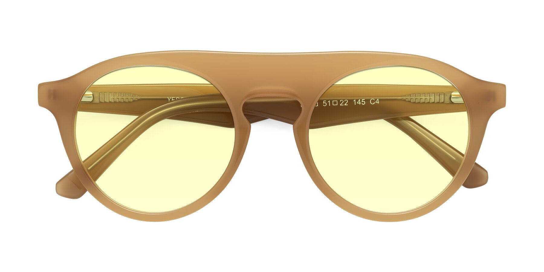 Folded Front of Band in Caramel with Light Yellow Tinted Lenses