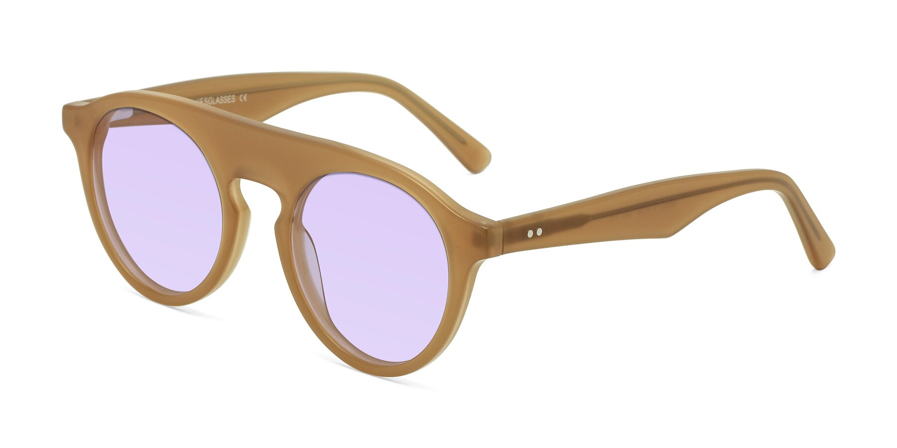 Angle of Band in Caramel with Light Purple Tinted Lenses