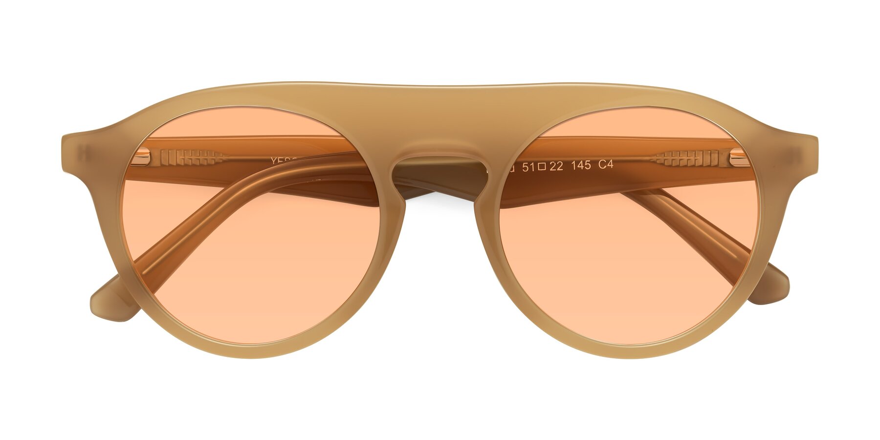 Folded Front of Band in Caramel with Light Orange Tinted Lenses