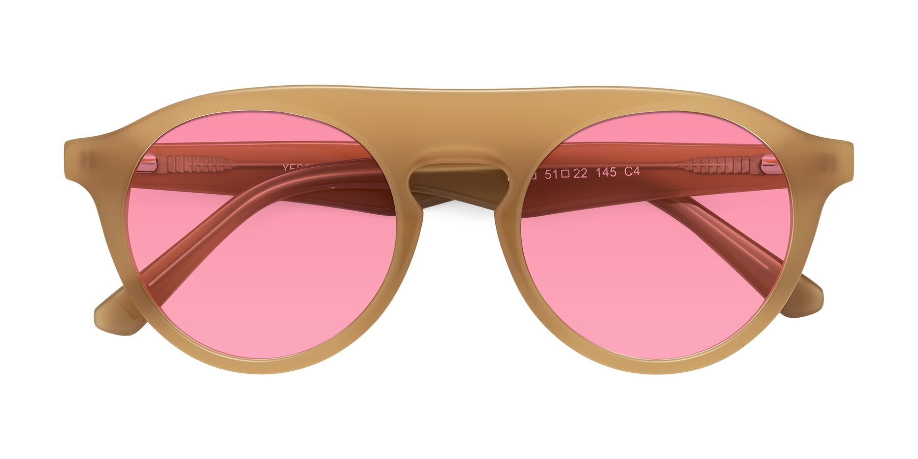 Folded Front of Band in Caramel with Pink Tinted Lenses