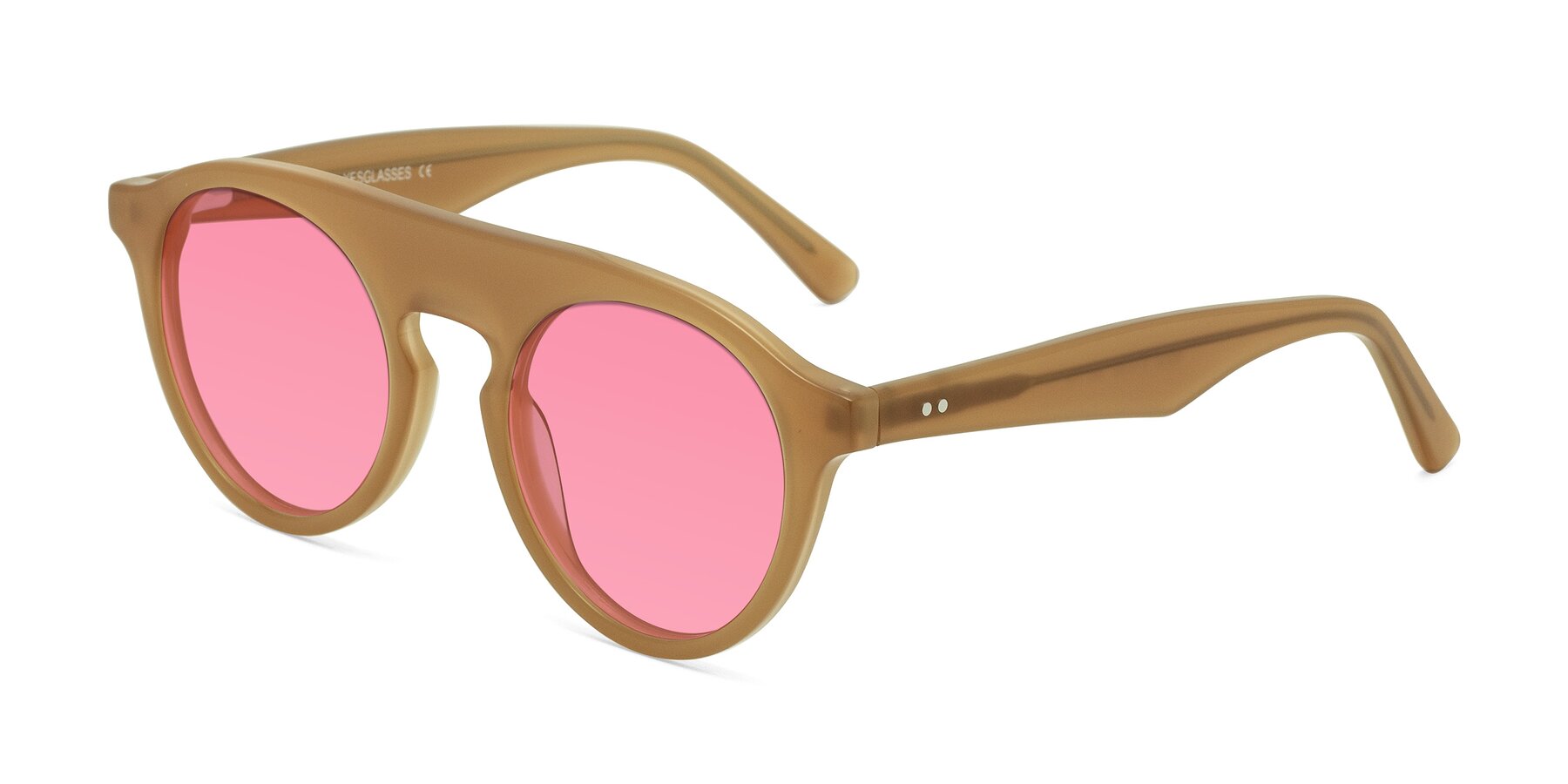 Angle of Band in Caramel with Pink Tinted Lenses